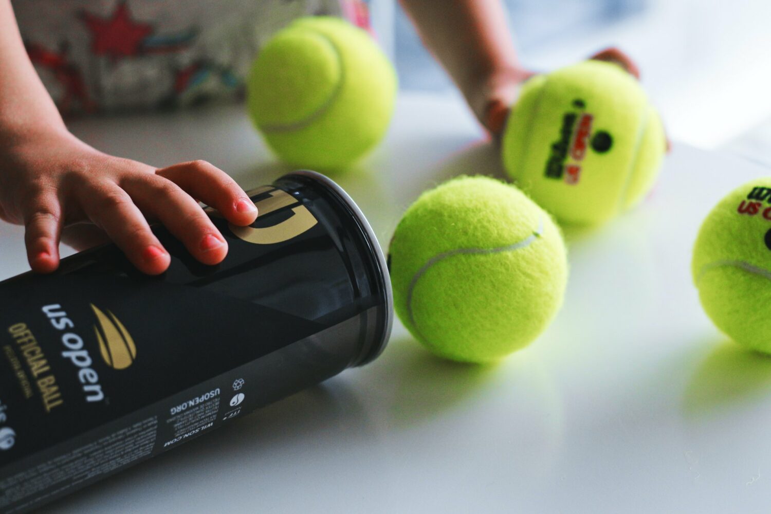 Tennis balls on a table