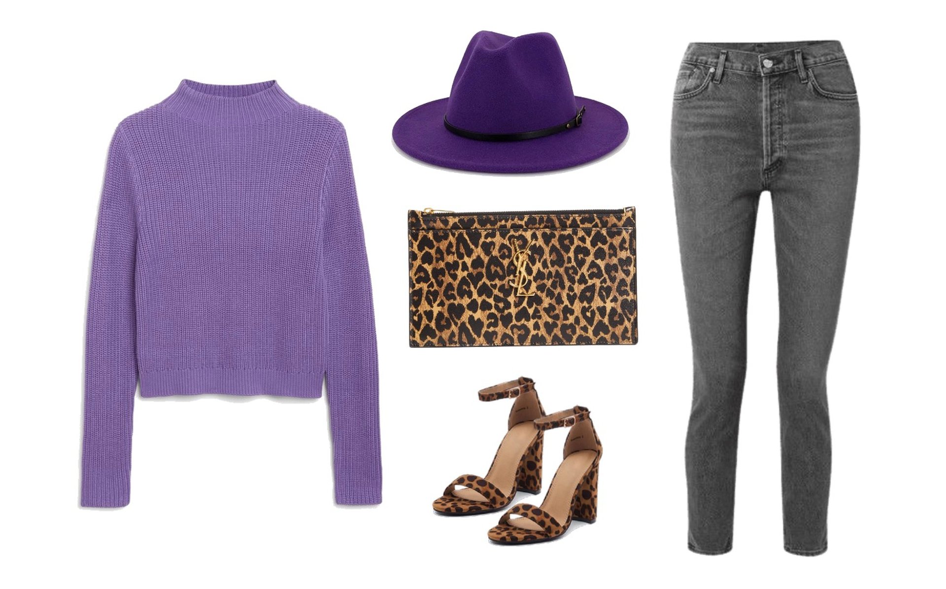 Turtle neck, wide brim hat, printed shoes, skinny jeans