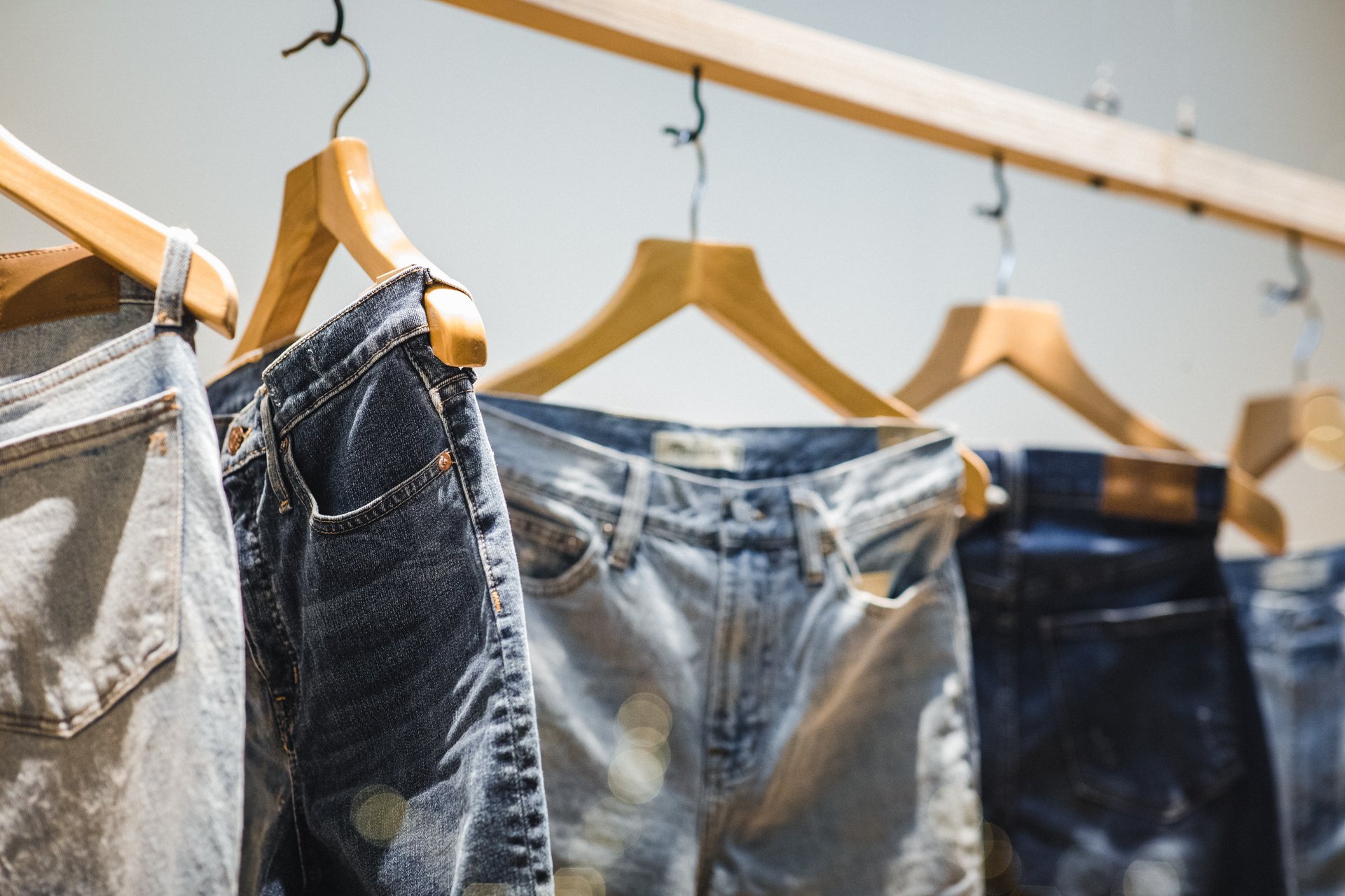 Jeans on a rack