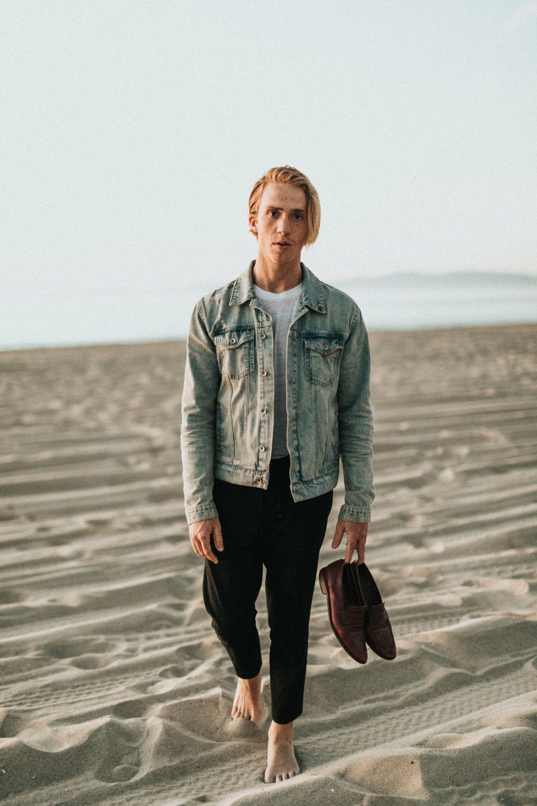 Man walking at the beach