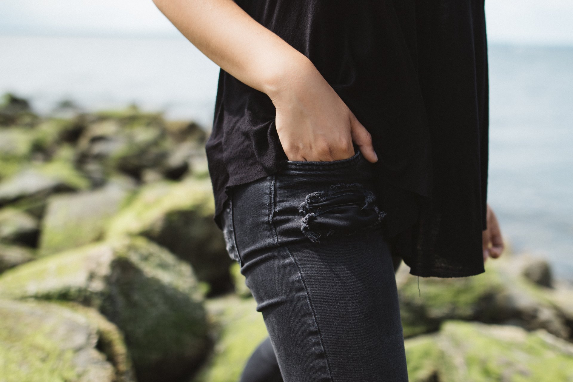 Woman wearing long shirt