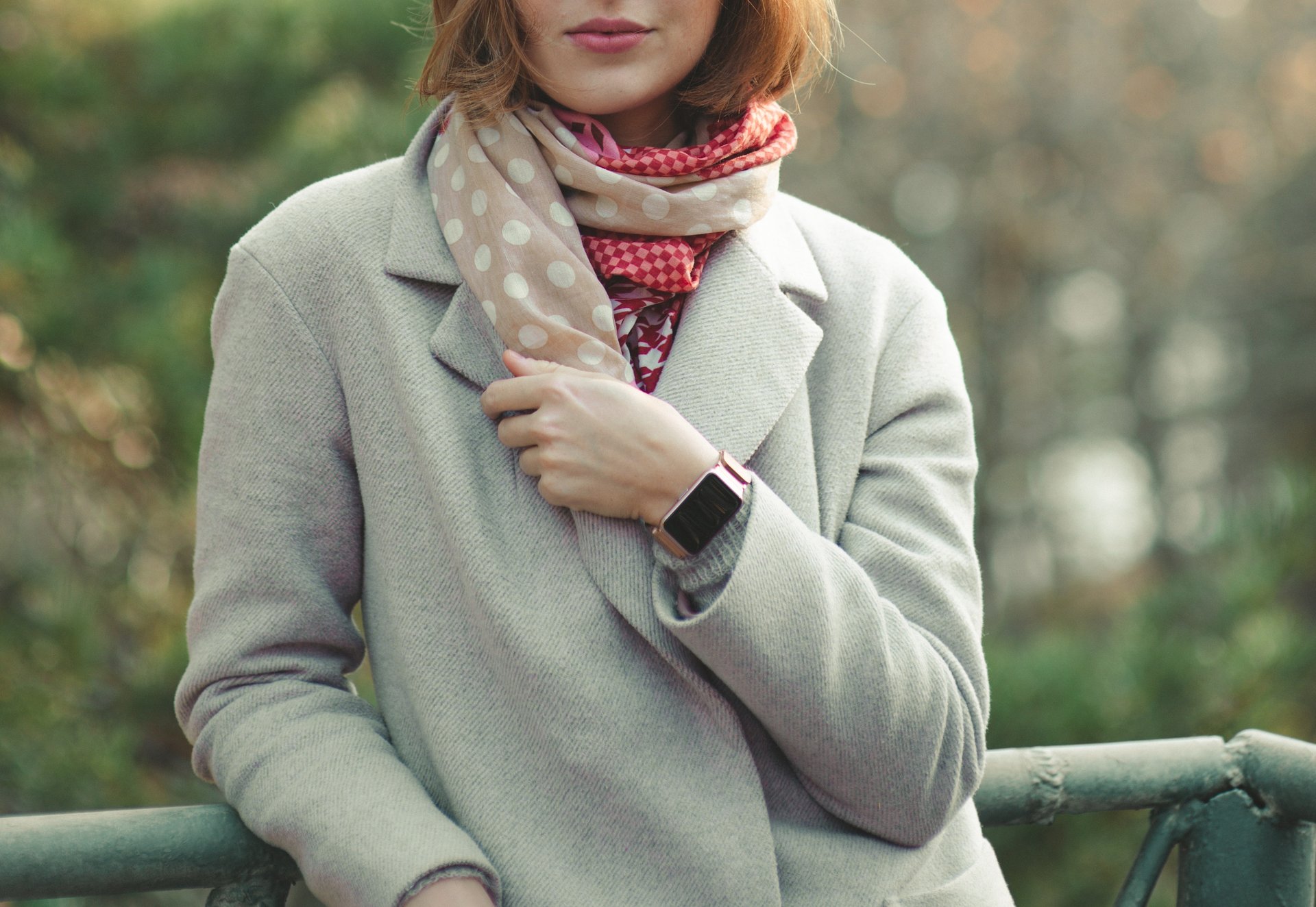 Woman wearing scarf with blazer