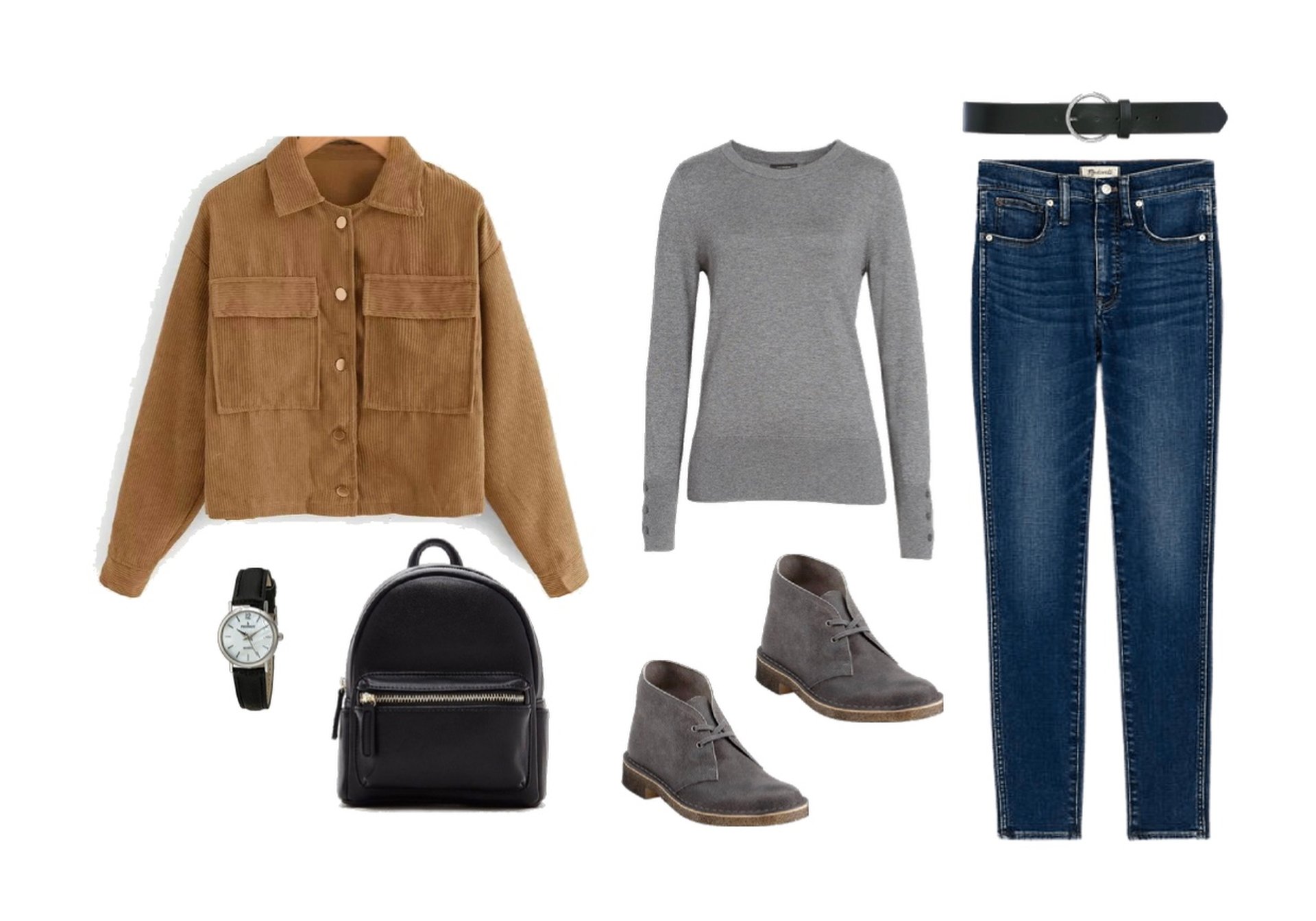 Collar jacket, sweater, skinny jeans