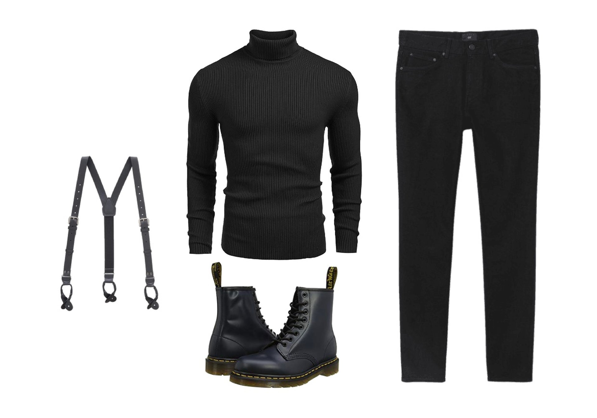 How to wear suspenders with jeans - All black outfit