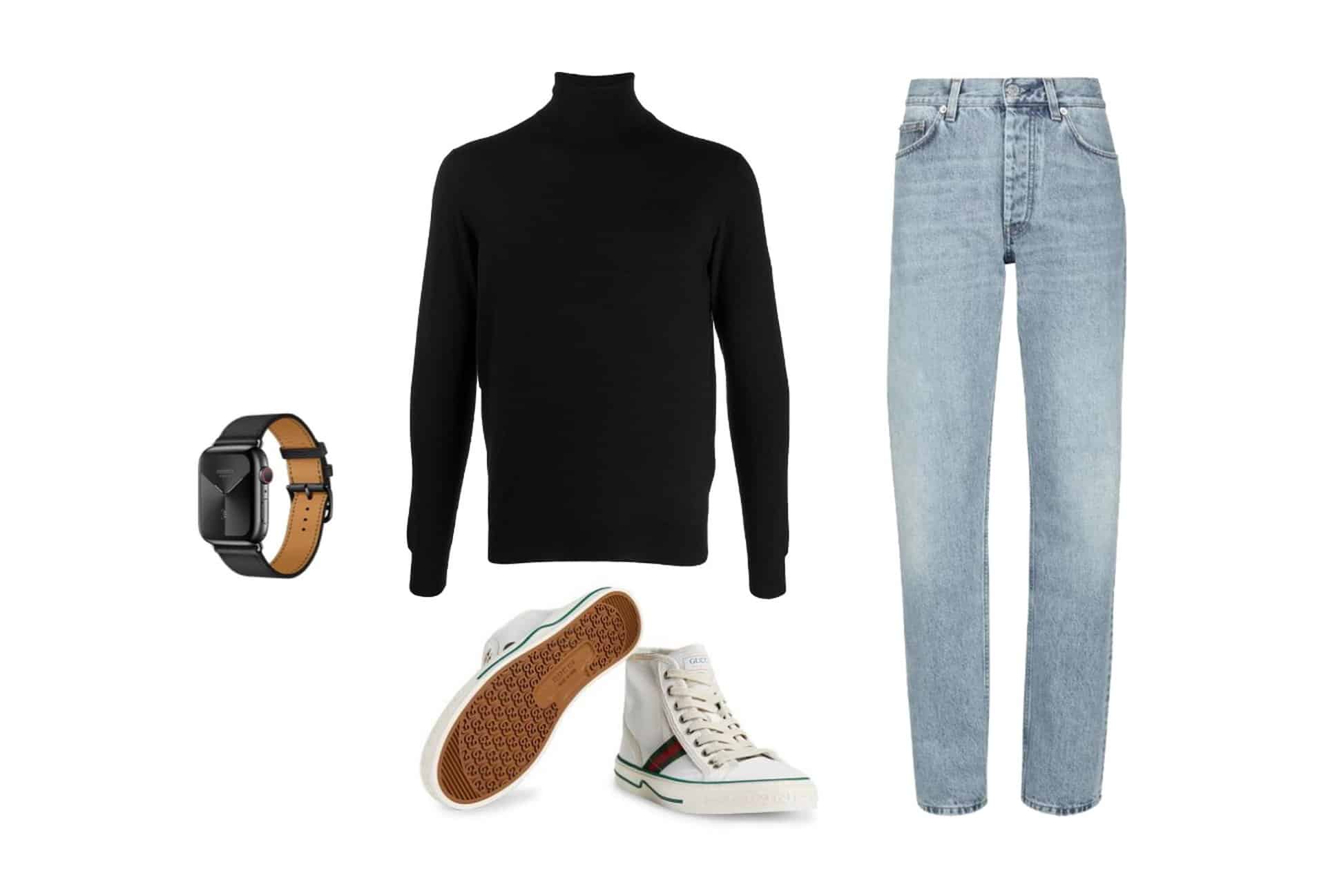 How to wear jeans with high tops - cashmere sweater and jeans