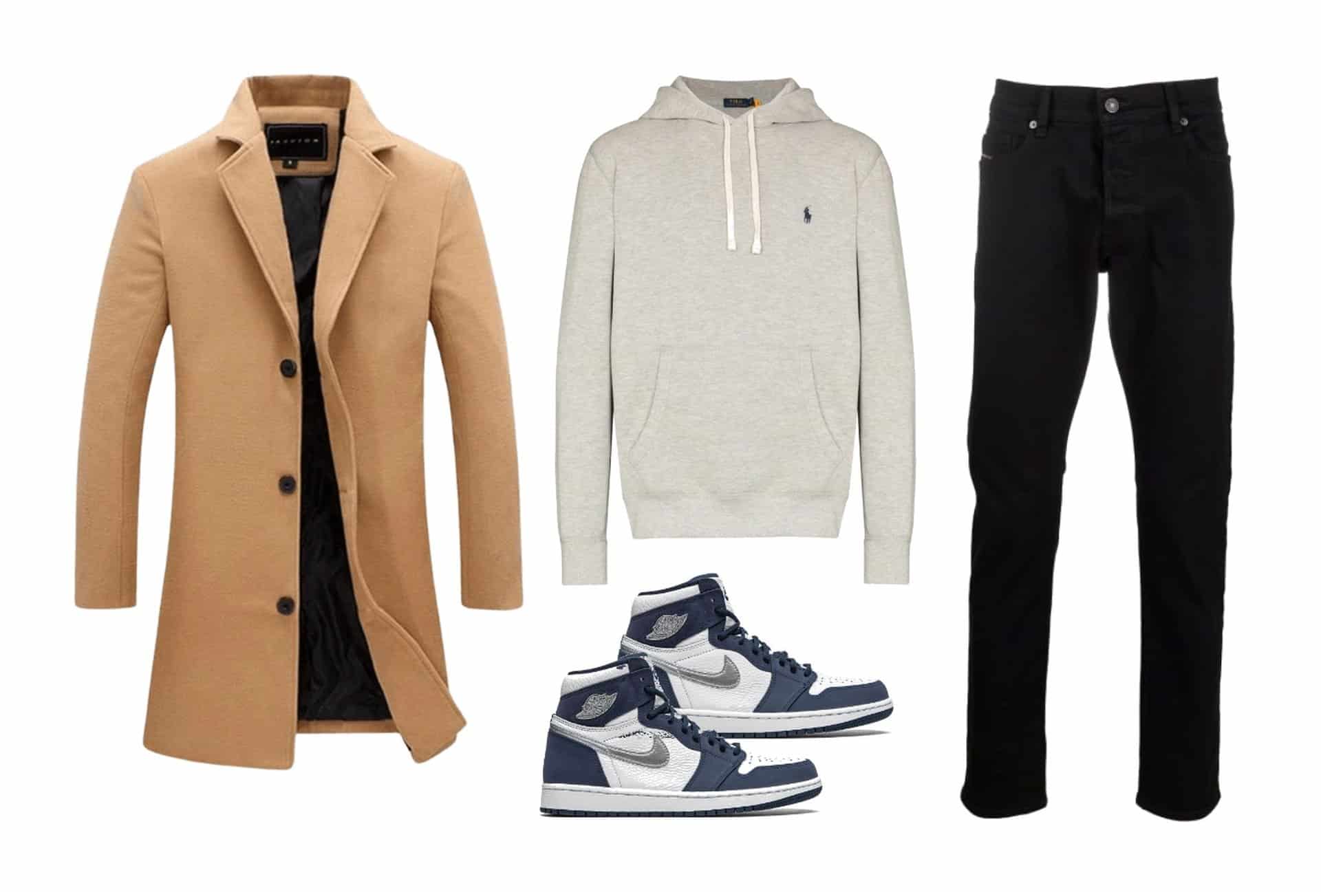 How to wear jordans with jeans hoodie, pea coat, skinny jeans