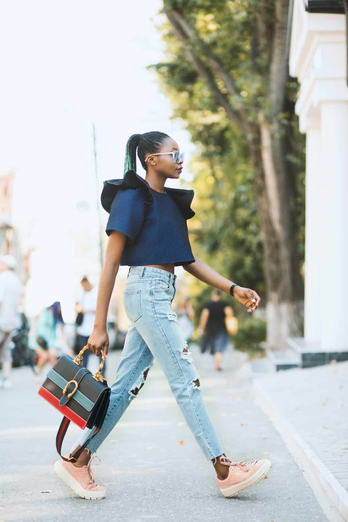 Woman wearing girlfriend jeans